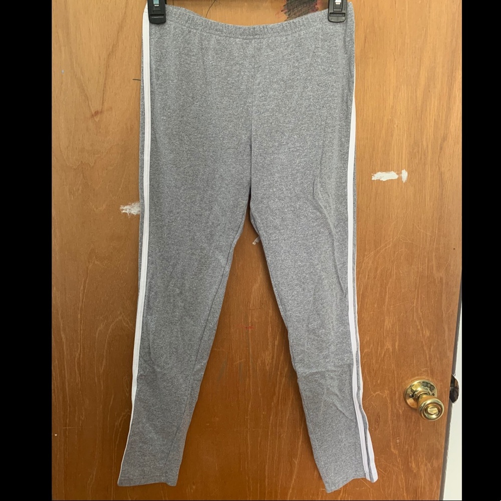 SO Gray Leggings with White Stripes on Sides